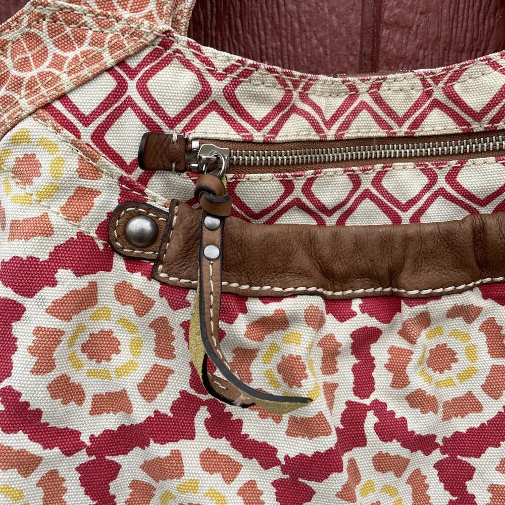 Fossil Canvas Shoulder Bag with Leather Accents